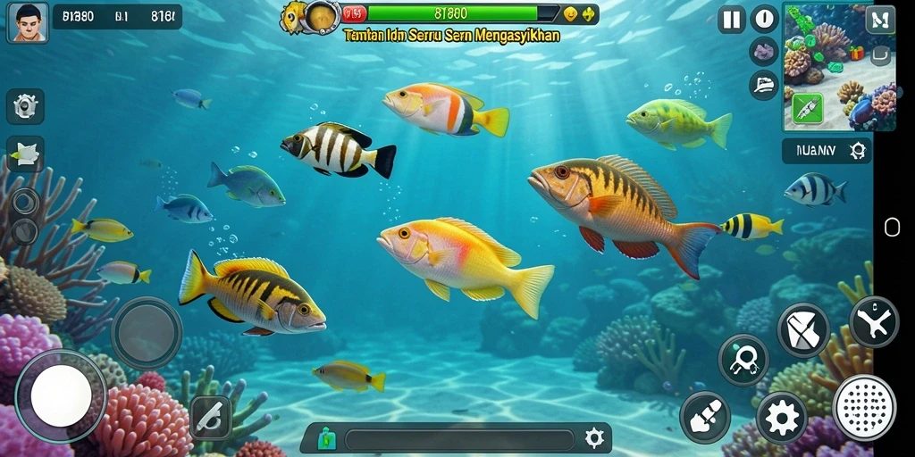 Tampilan gameplay seru dari 8180 dengan aksi menangkap ikan.