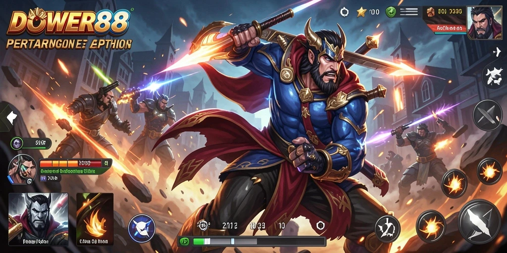 Screenshot DOWER88 menampilkan aksi pertarungan seru dengan grafis yang memukau.