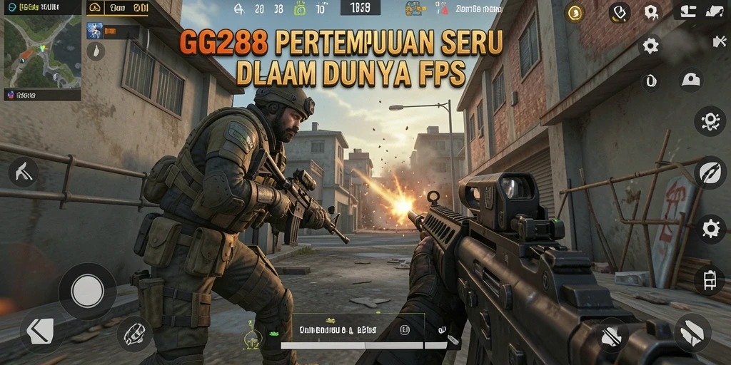 Screenshot utama GG288 menampilkan aksi pertempuran FPS yang mendebarkan.