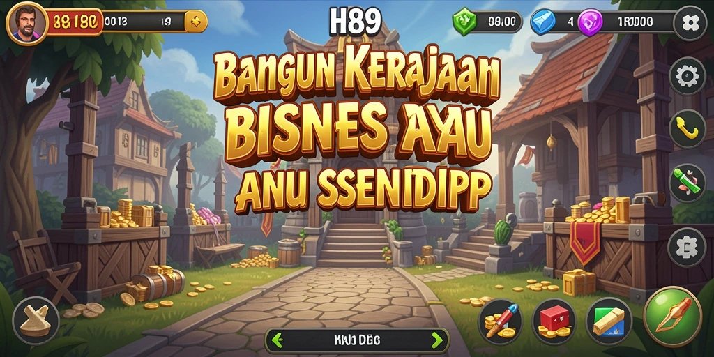 Tampilan gameplay H89 yang menunjukkan perkembangan bisnis Tycoon.