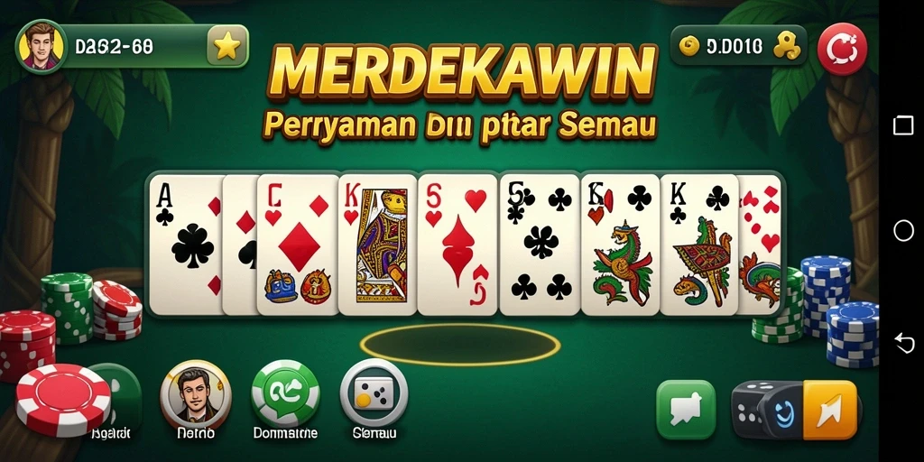 Tampilan gameplay seru dari permainan Domino MERDEKAWIN.