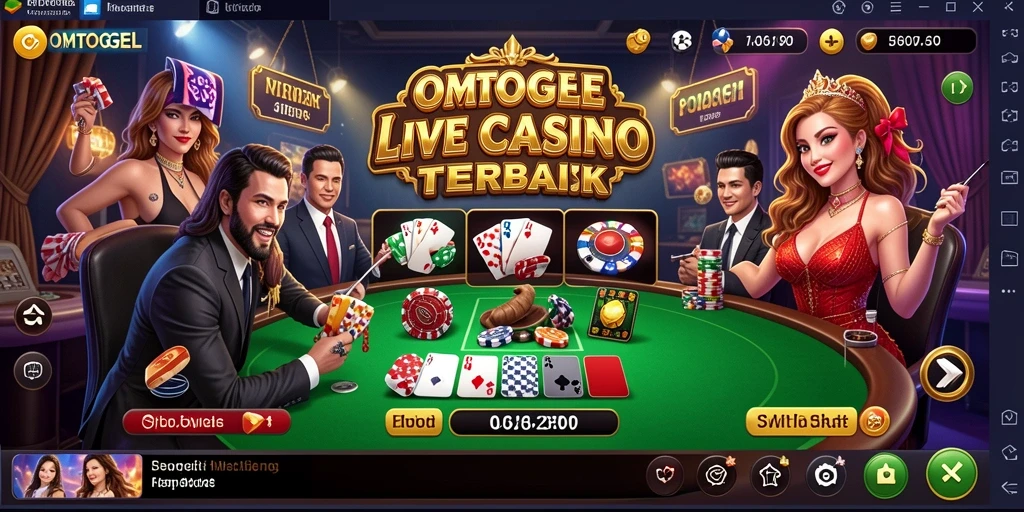 Screenshot gameplay Live Casino OMTOGEL yang menampilkan dealer dan permainan.