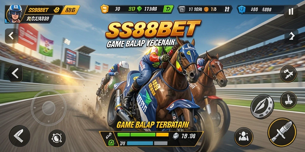 Tampilan gameplay balap yang intens di SS88BET dengan mobil cepat.