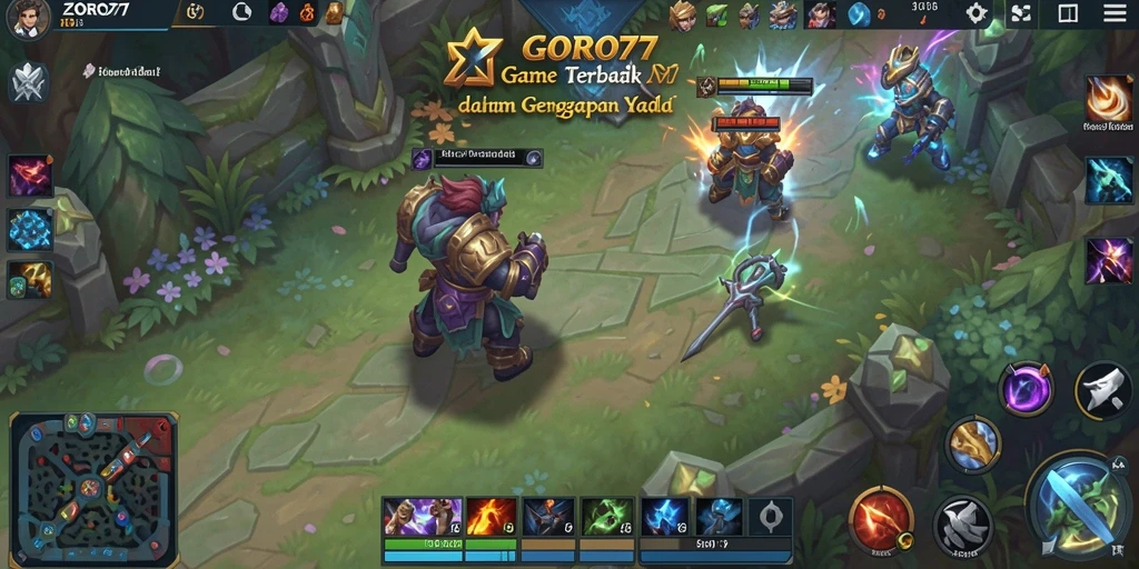 Screenshot menampilkan gameplay seru ZORO77 dengan karakter bertarung.